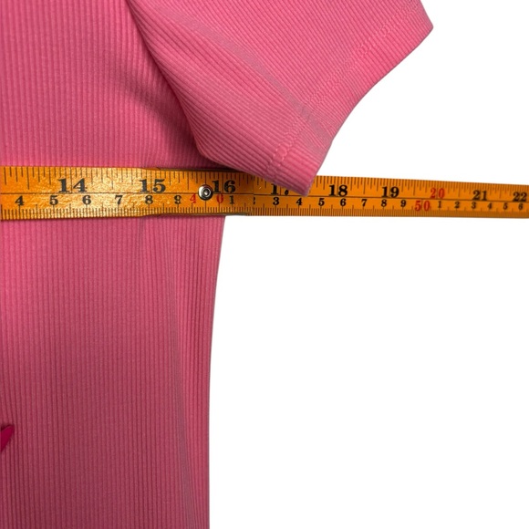 Athleta Signature Rib Tee Dress Bubblegum Raphanus Pink Barbie Size Small - Picture 11 of 13